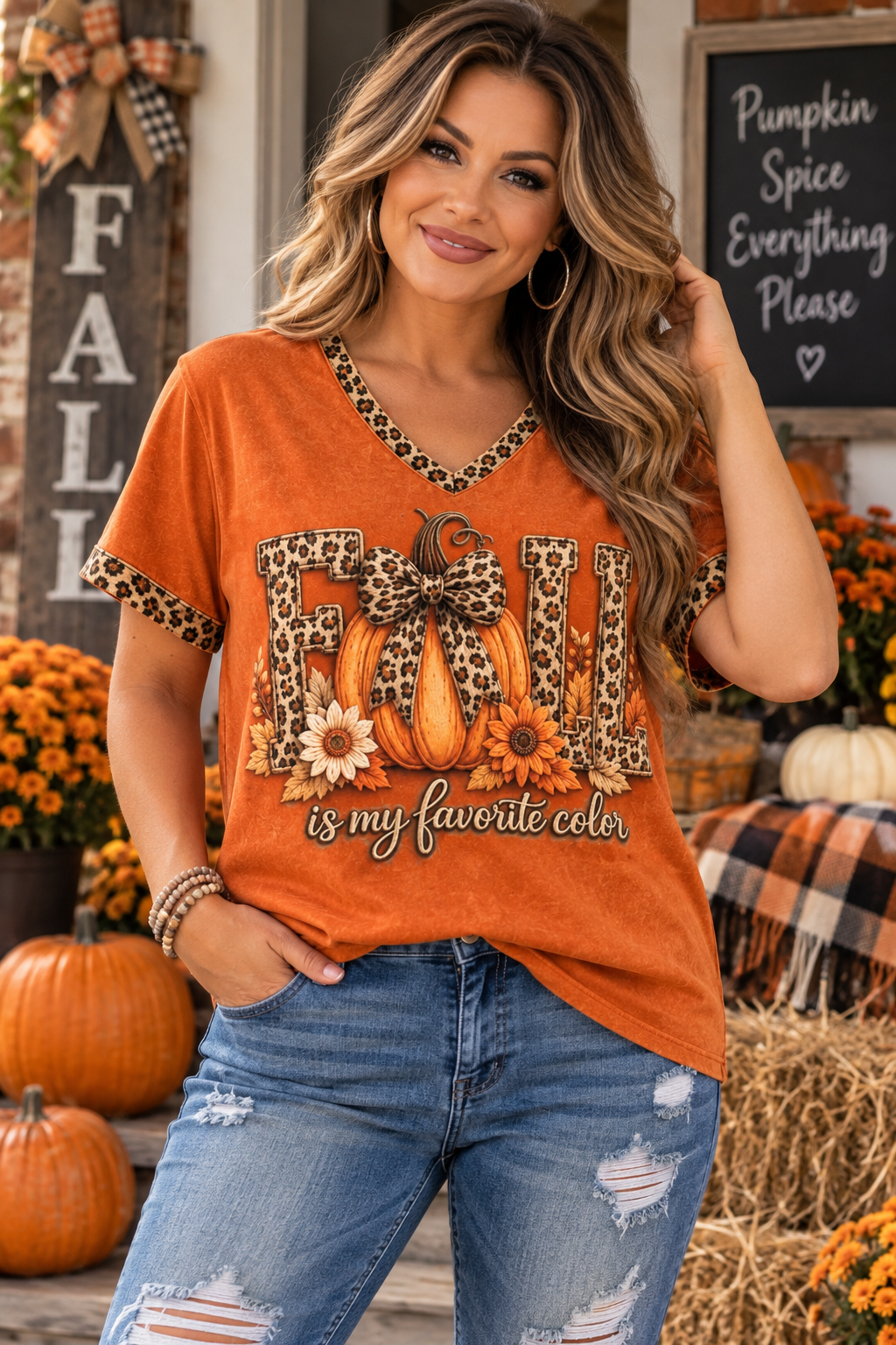 Fall Is My Favorite Color Leopard Pumpkin Tee