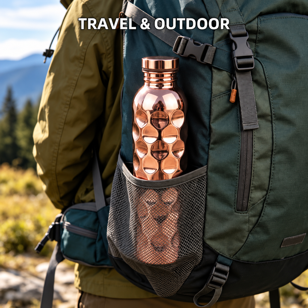 Copper Glow Hammered Water Bottle – 1000ml