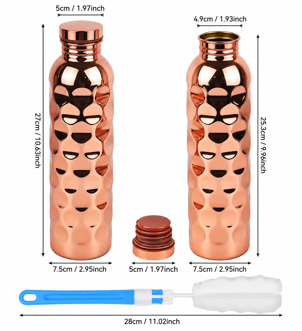 Copper Glow Hammered Water Bottle – 1000ml