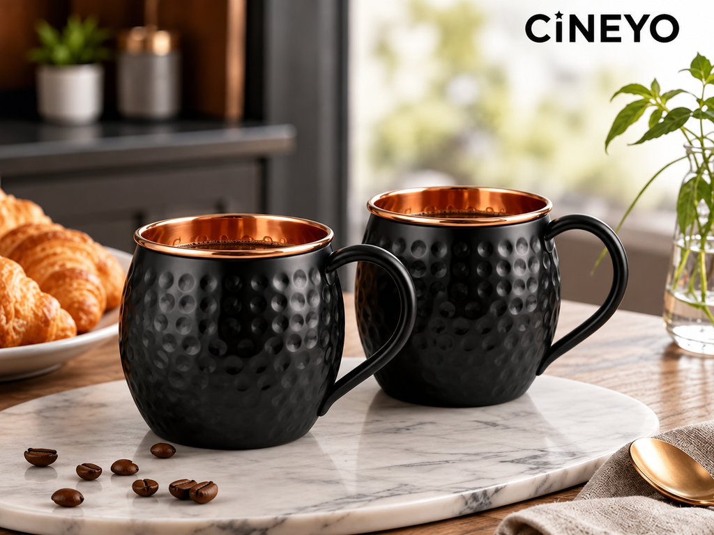Midnight Copper Hand-Hammered Mug – 16 oz