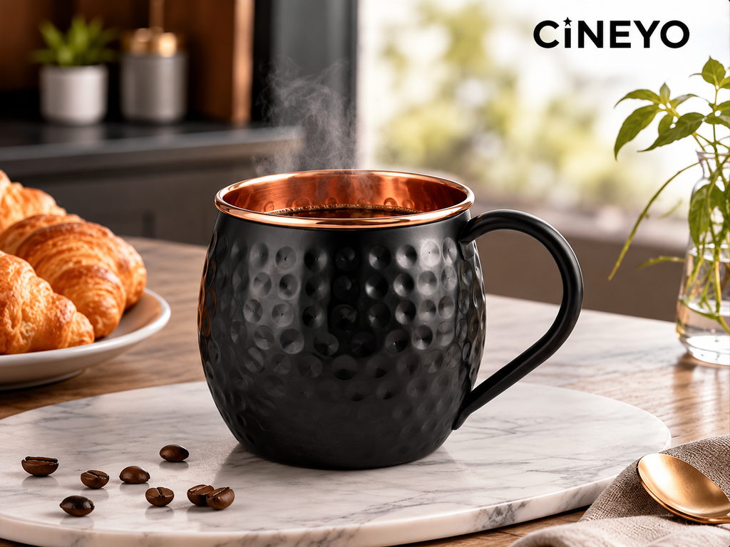 Midnight Copper Hand-Hammered Mug – 16 oz