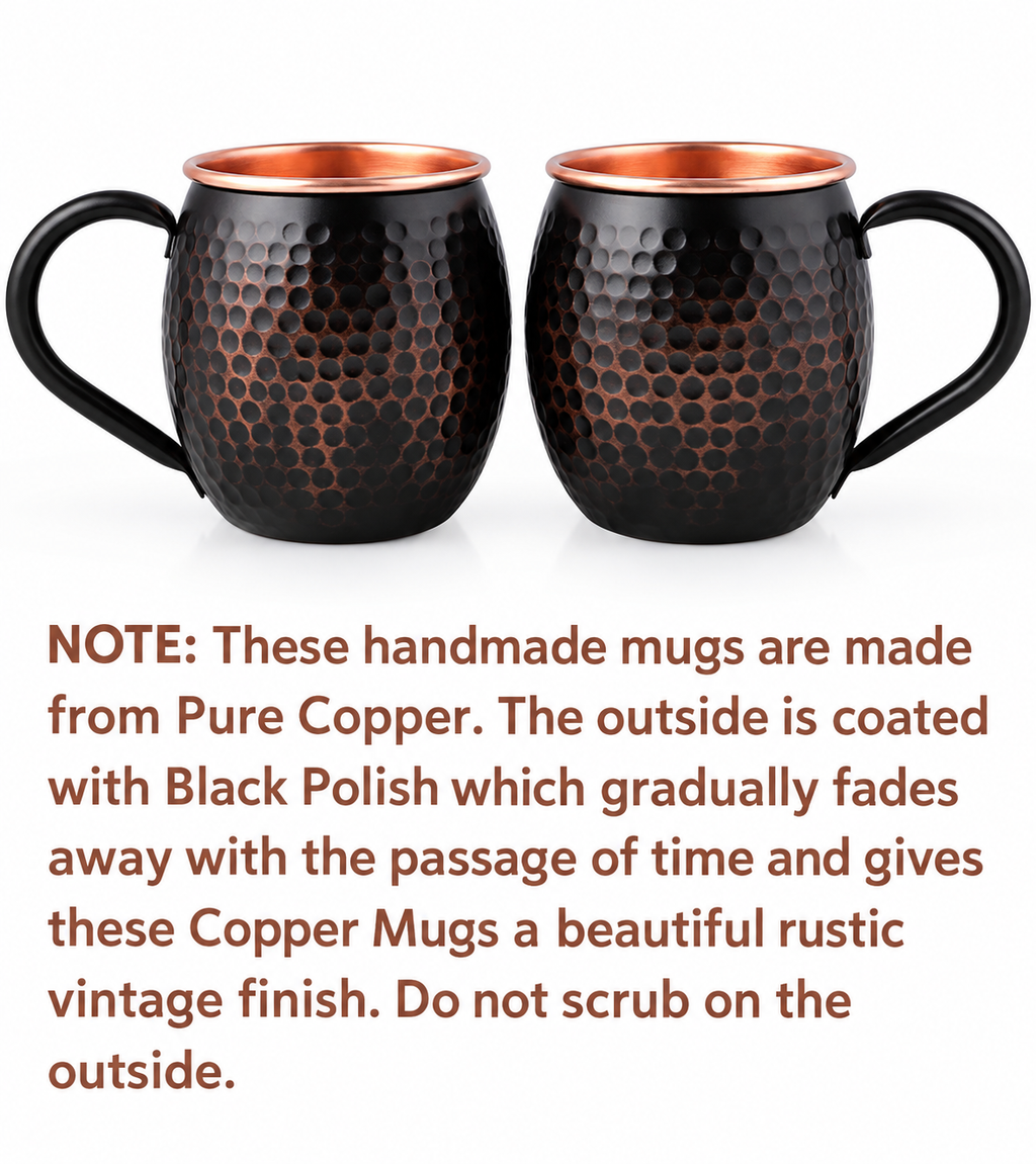 Midnight Copper Hand-Hammered Mug – 16 oz