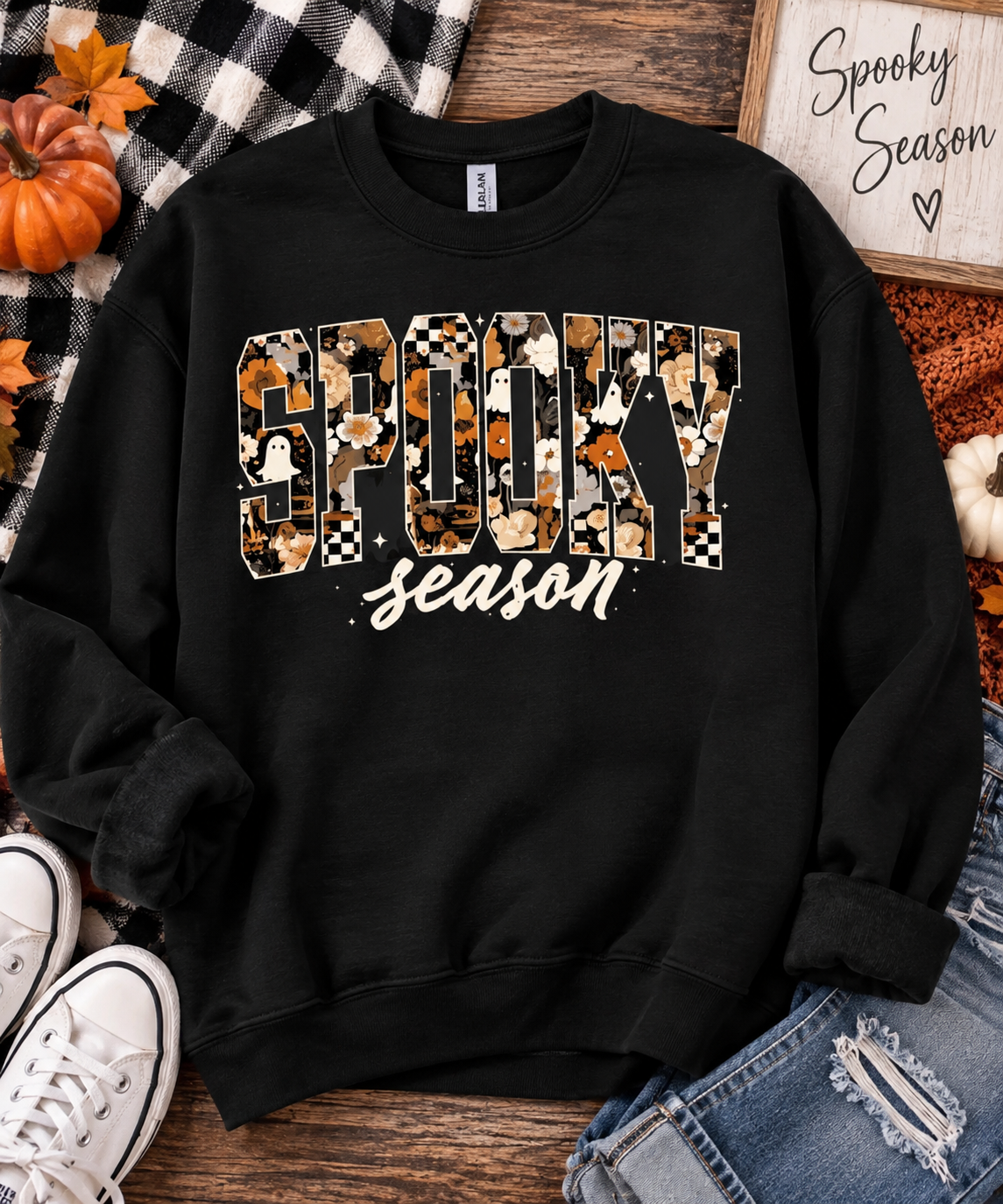 Spooky Season Floral Crewneck Sweatshirt 👻