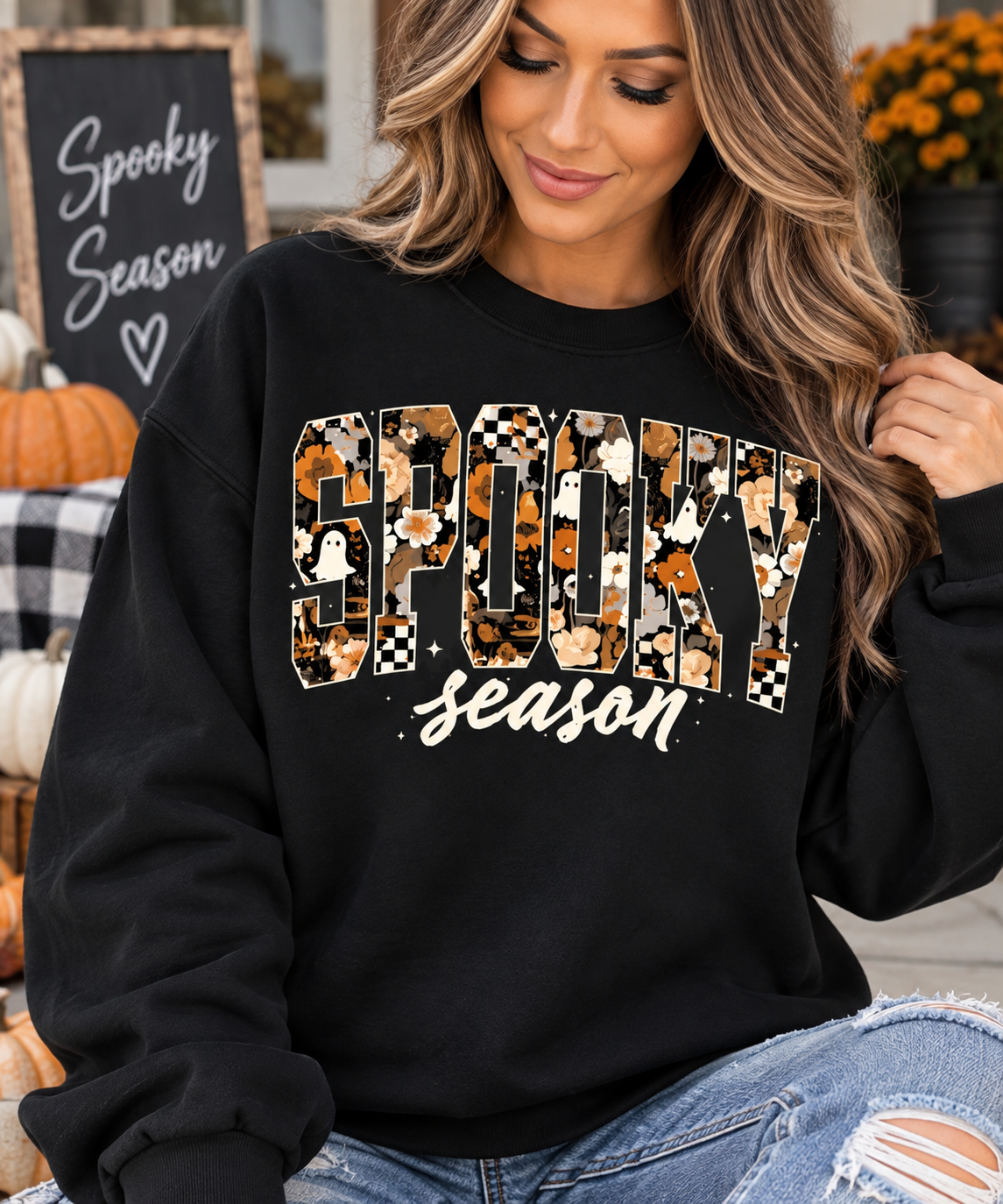 Spooky Season Floral Crewneck Sweatshirt 👻