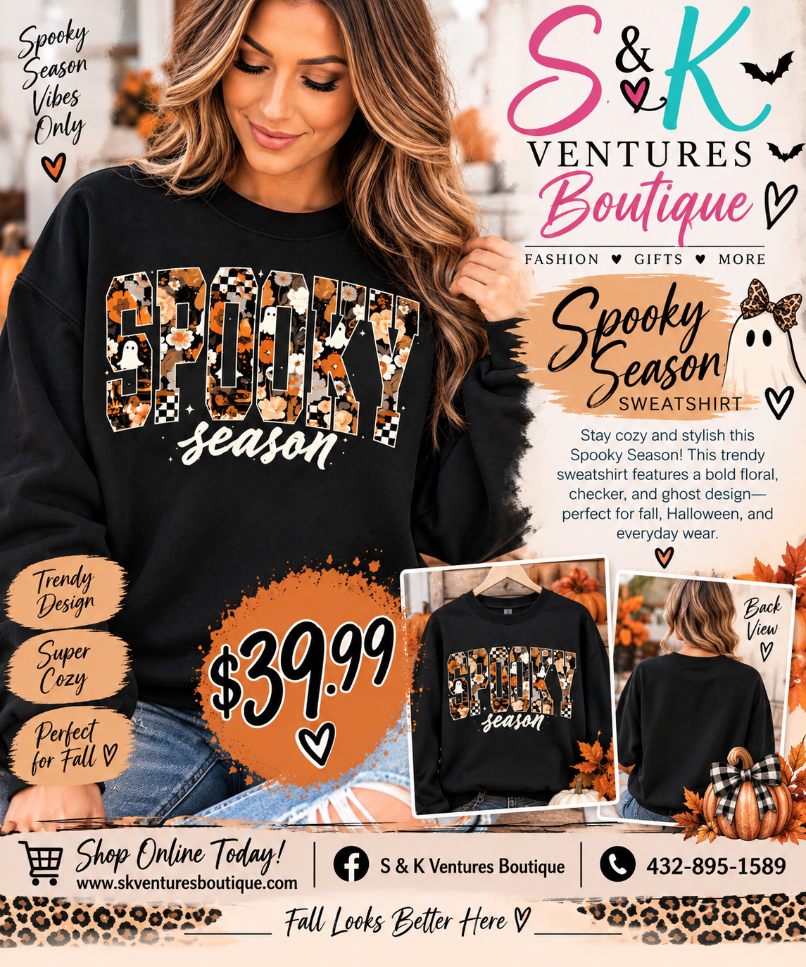 Spooky Season Floral Crewneck Sweatshirt 👻
