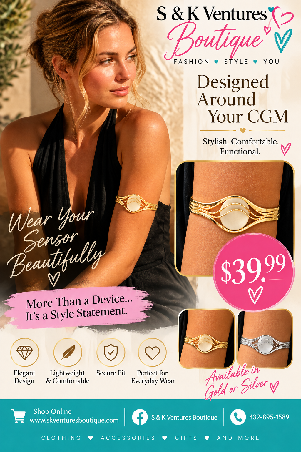 Gilded Wave CGM Sensor Cuff