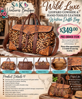 Wild Luxe Leopard Cowhide & Hand-Tooled Leather Western Duffle Bag