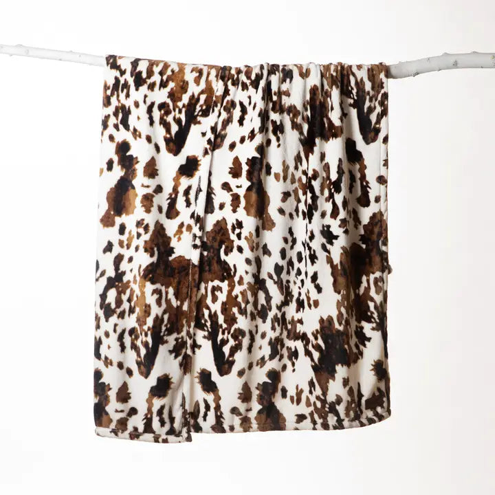 Wrangler Light Tri-Color Cowhide Unlined Plush Throw Blanket