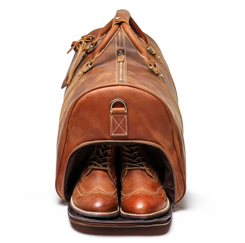 Leather Duffle Bag, Handmade Mens Leather Weekend Bag, Personalized Duffel Bag, Leather Holdall Bag, Leather Overnight Bag, Leather Gym Bag For Men