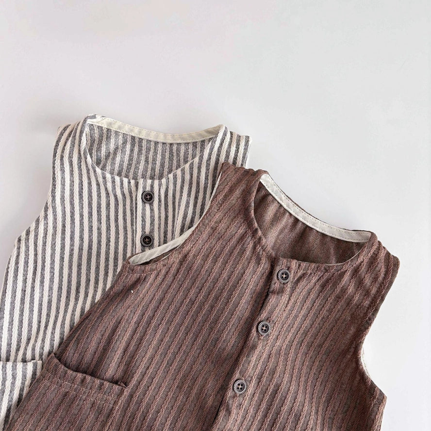 Summer Arrival Baby Unisex Casual Striped Pattern Sleeveless Rompers