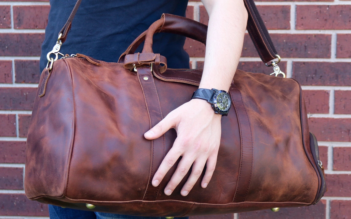Leather Duffle Bag, Handmade Mens Leather Weekend Bag, Personalized Duffel Bag, Leather Holdall Bag, Leather Overnight Bag, Leather Gym Bag For Men