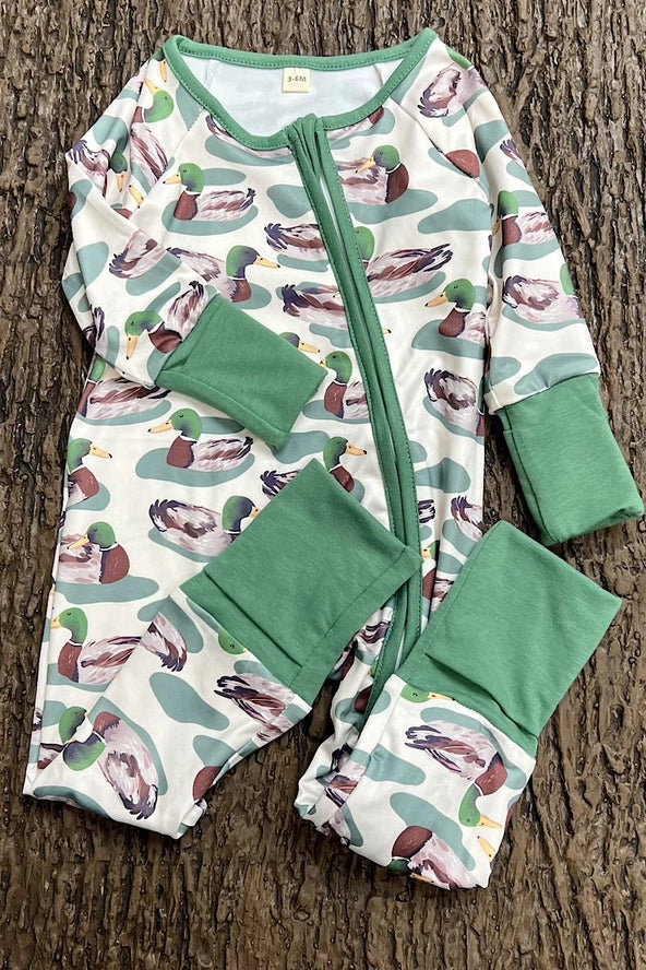 Mallard Duck Printed Printed Baby Romper.LR0425-6-Jean