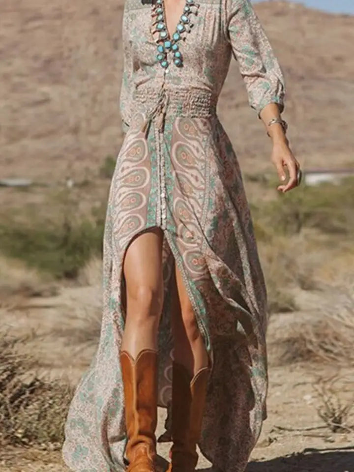 Desert Bloom Boho Maxi Dress