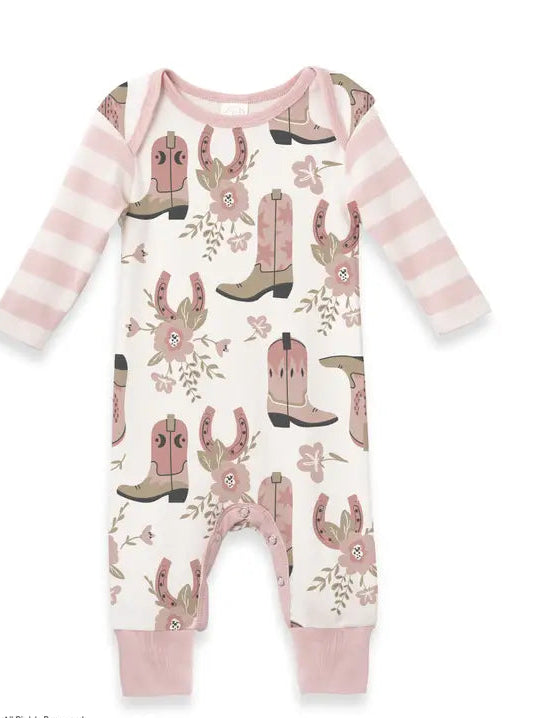 Western Cowgirl Boots Baby Cotton Romper
