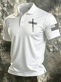 Men's Polo Shirt with faith Cross and flag sleeve