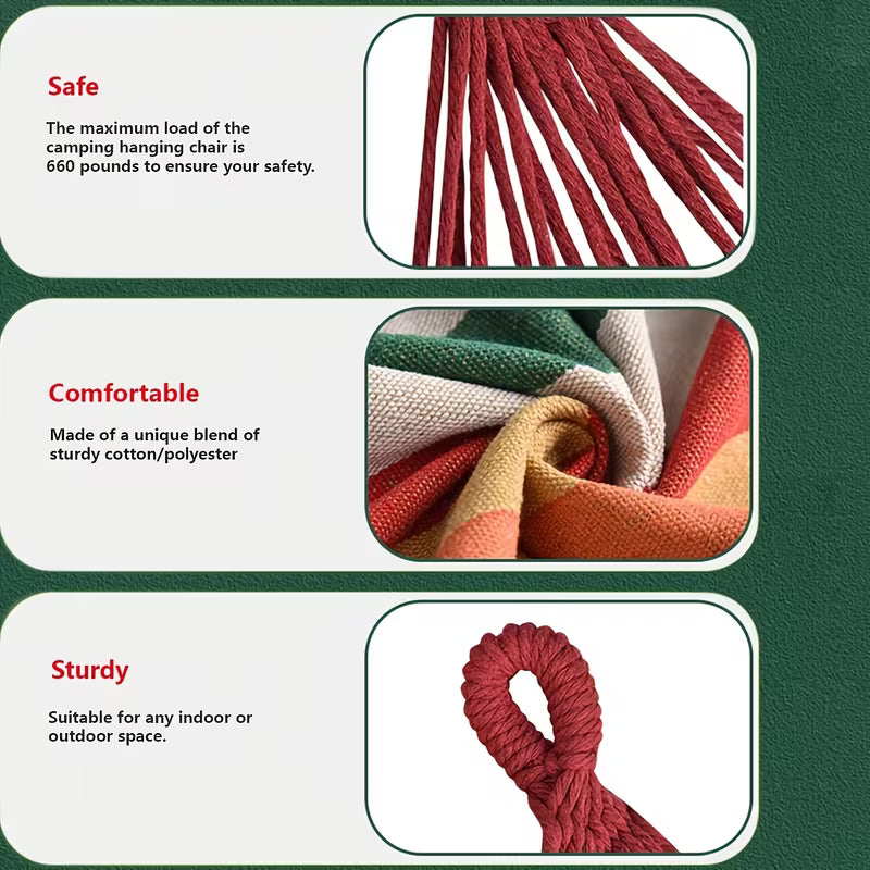 Outdoor Use Only) (with Pillow & Without Pillows) Outdoor Hammock Chair - Perfect for Balconies, Porches, Gardens, Or Patios. It Features Tear-resistant, Breathable Fabric And Is Easy to Install