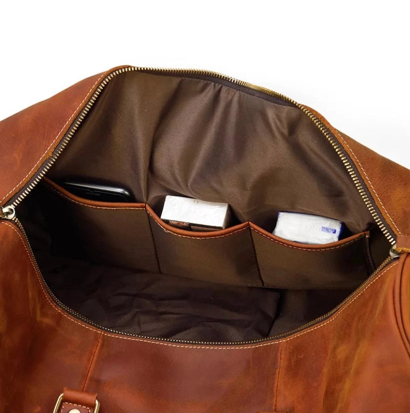 Leather Duffle Bag, Handmade Mens Leather Weekend Bag, Personalized Duffel Bag, Leather Holdall Bag, Leather Overnight Bag, Leather Gym Bag For Men