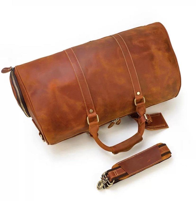 Leather Duffle Bag, Handmade Mens Leather Weekend Bag, Personalized Duffel Bag, Leather Holdall Bag, Leather Overnight Bag, Leather Gym Bag For Men