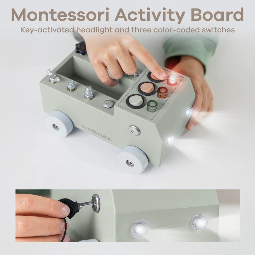 Busy Board Truck Toy Set with Led Light Switch For Kids 3+