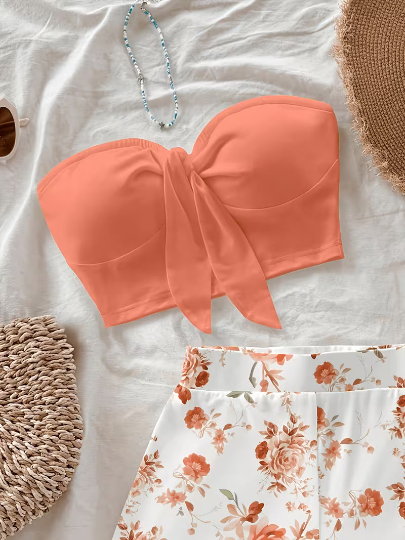 Printed Crop Top and Shorts Set