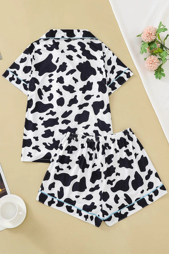 Cow Print Button-Up Pajama Set