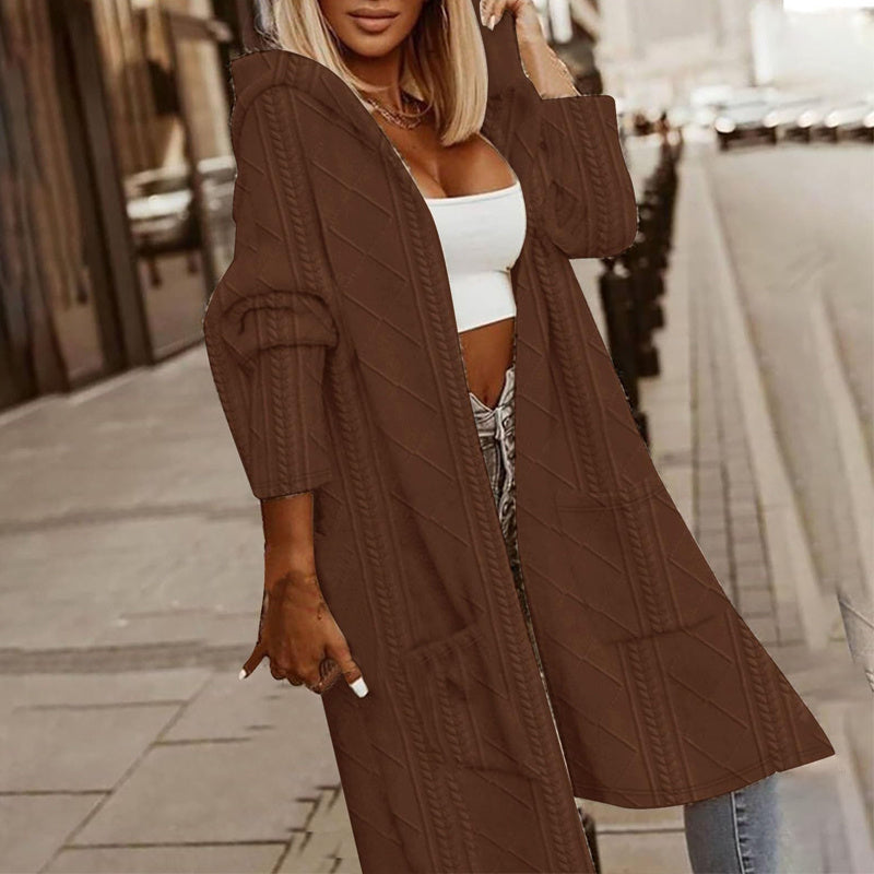 Women's Textured Hooded Longline Jacket