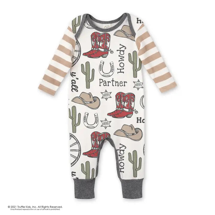 Western Cowboy Howdy Partner Cotton Romper