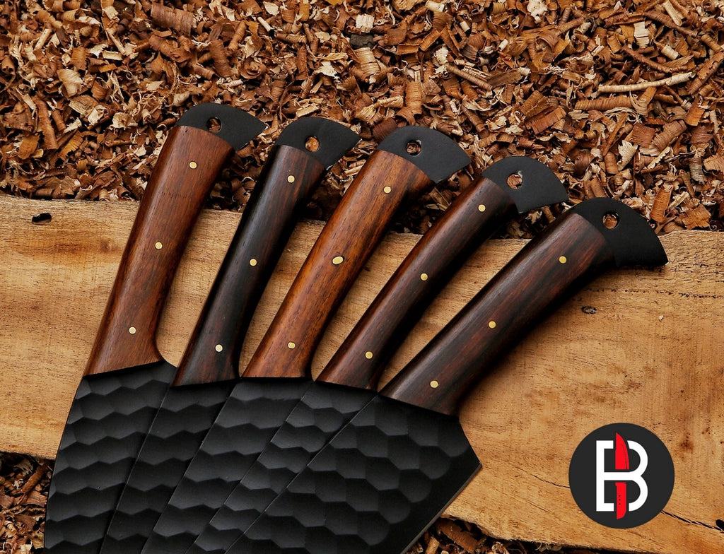 5 Pcs Chef Set Carbon Steel Bbq Hand Forged Kitchen Knives