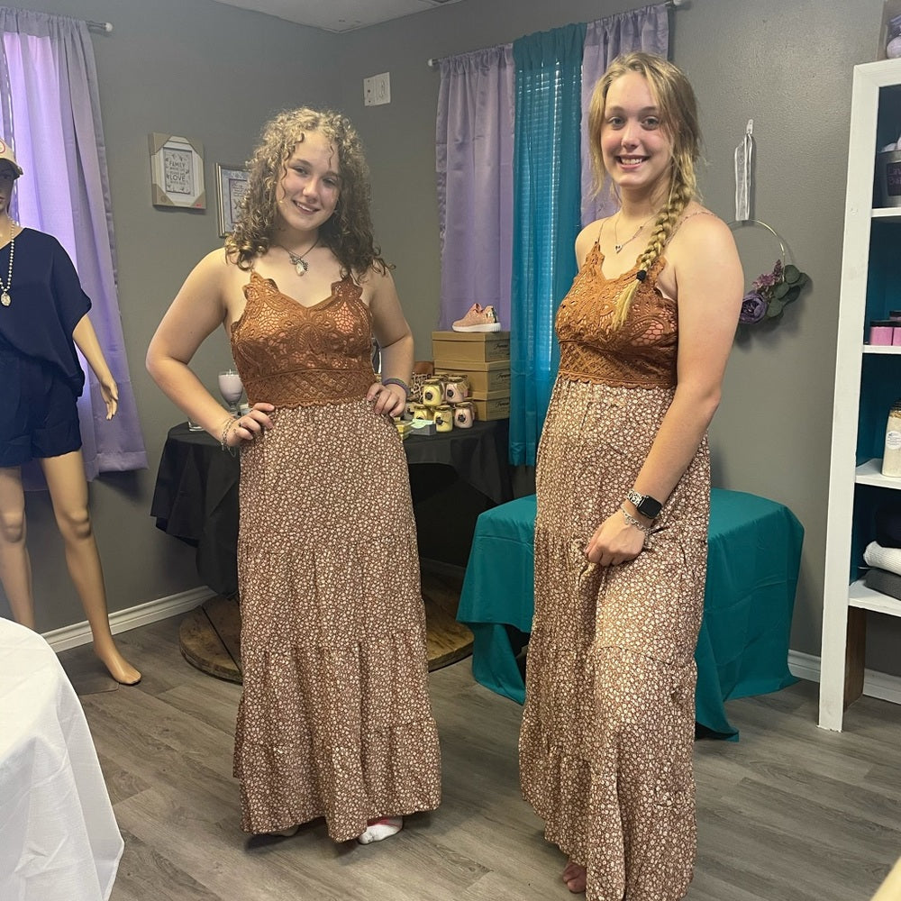 Autumn Blossom Lace Maxi Dress