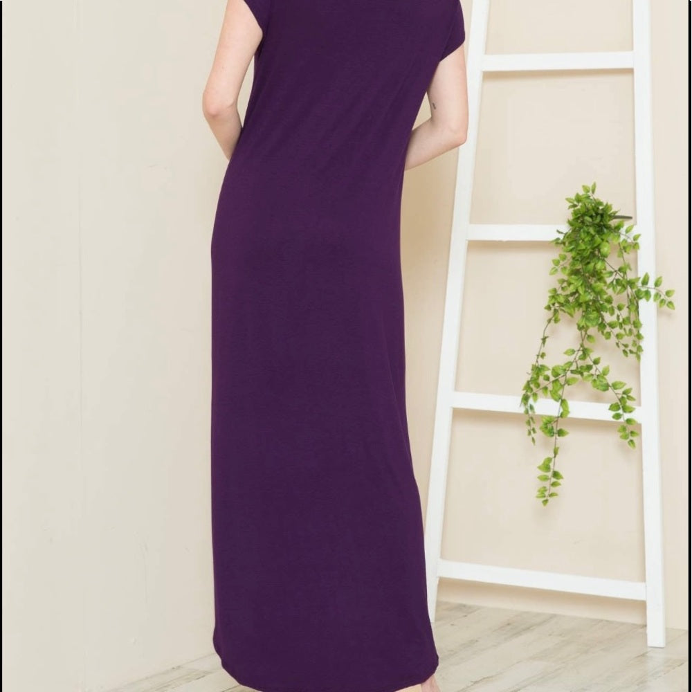 Short sleeve maxi dress with side slits