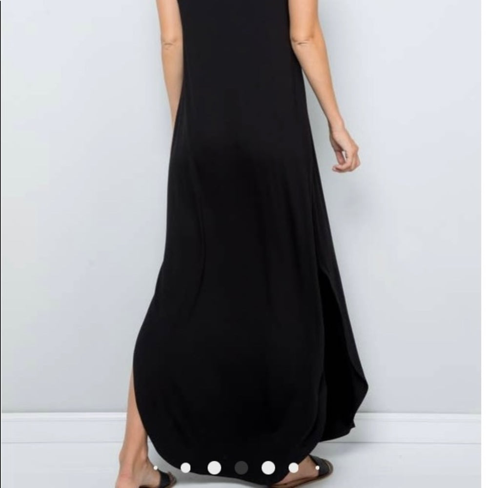 Short sleeve maxi dress with side slits