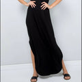 Short sleeve maxi dress with side slits